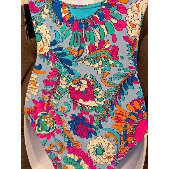 KATE SPADE Cinch Tie Front Soft Underwire Cups Swimsuit SPRING WATER/BLUE S $144 - Picture 11 of 16